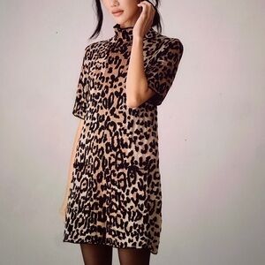Anthropologie—Maeve Leopard-Print Mini Dress - Brown & Black